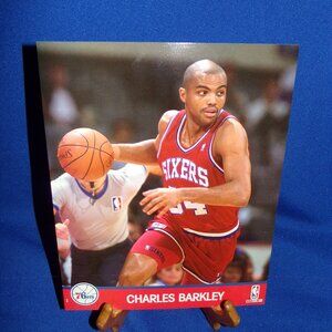 Vintage OFFICIAL NBA HOOPS BASKETBALL PRINT CHARLES BARKLEY - 76ERS 1991